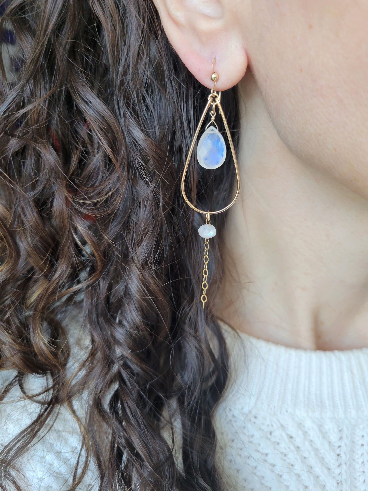 Rainbow Moonstone Dangle Earrings