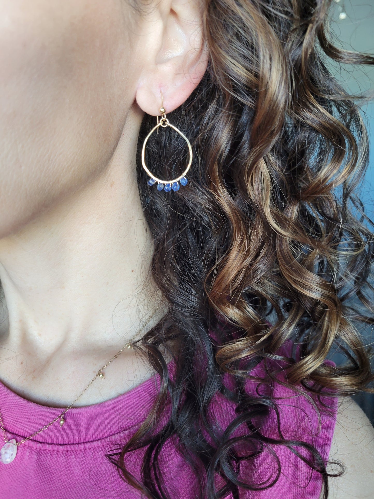 Gemstone Hoop Earrings Kyanite and Labradorite