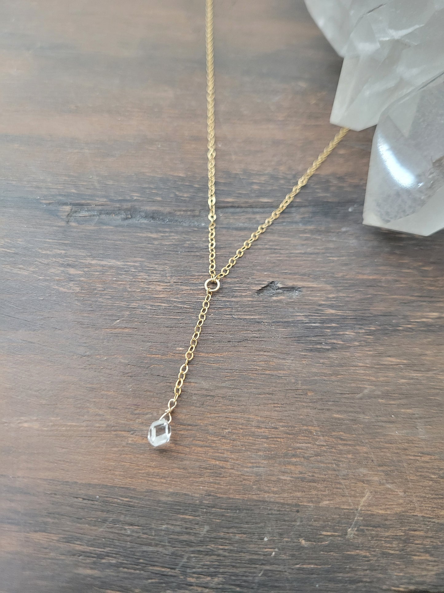 Dainty Herkimer Diamond Y Necklace