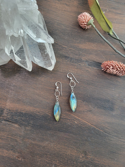 Dainty hoop Labradorite Earrings