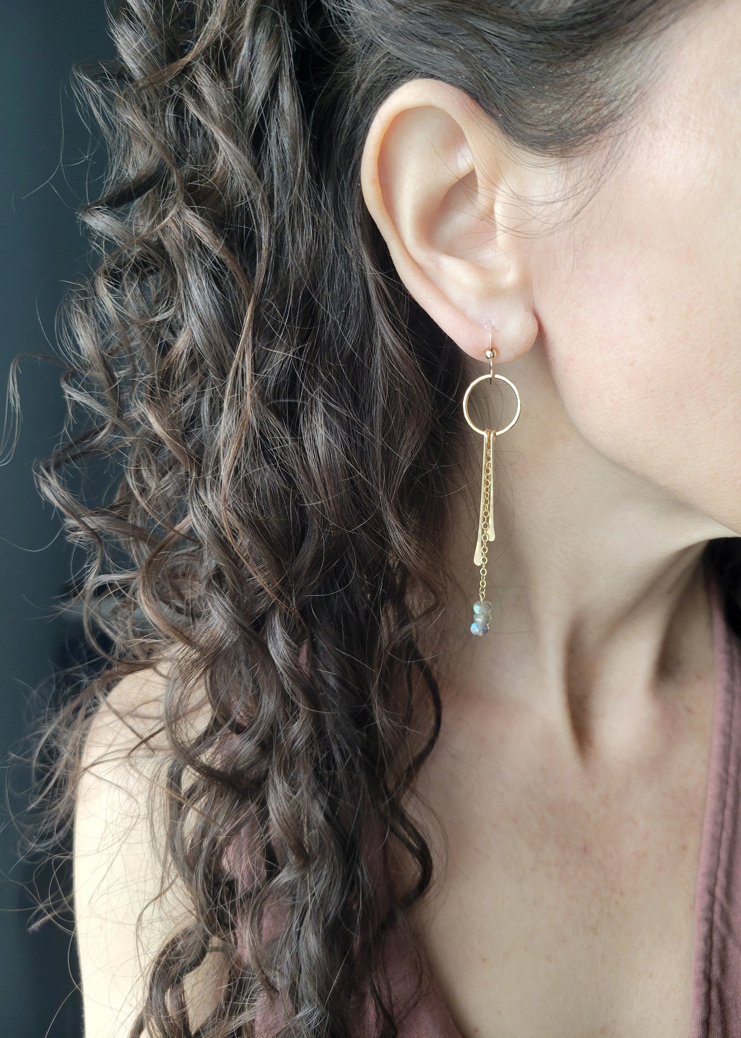 Labradorite dangle fringe earrings
