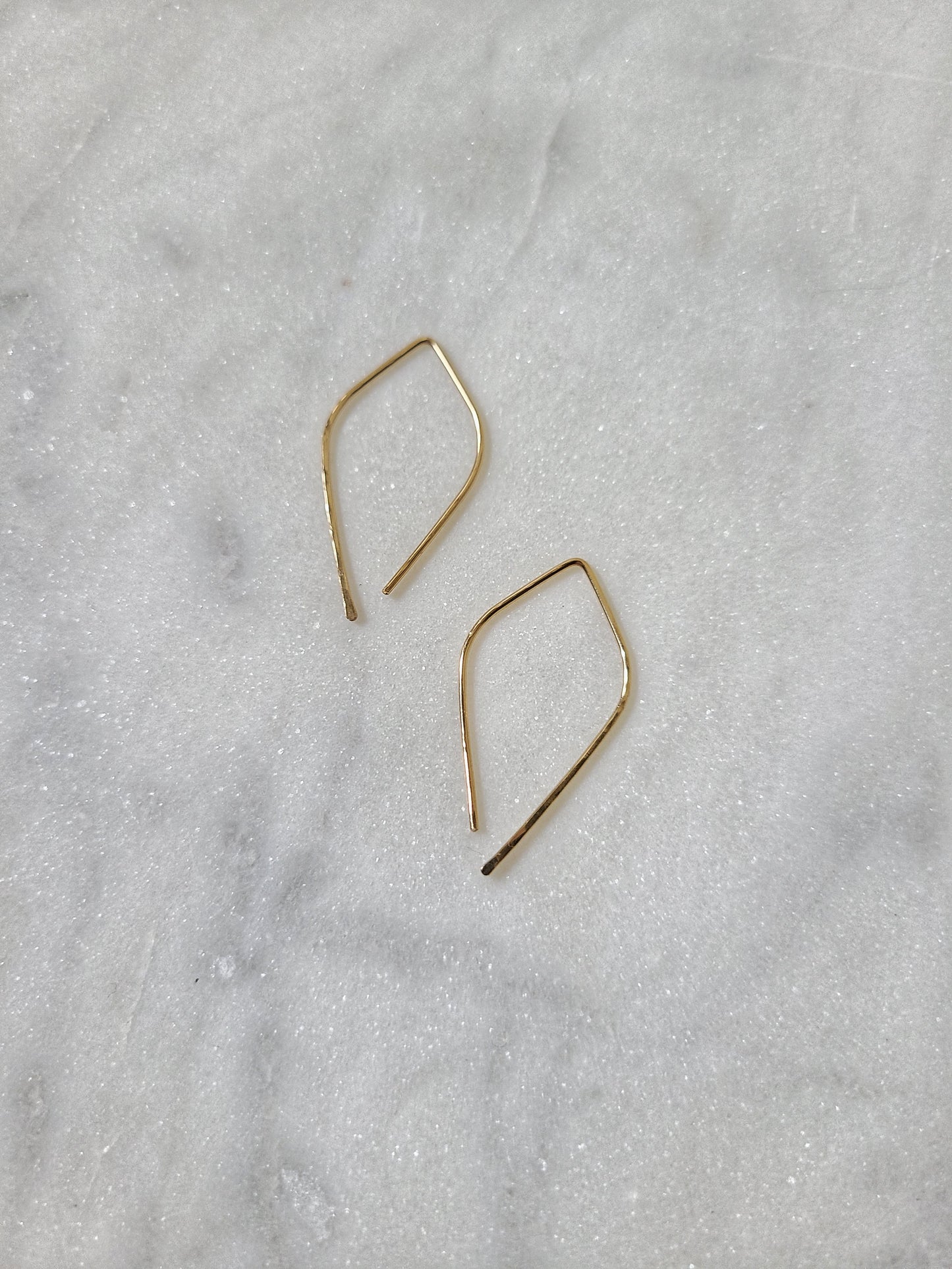 Dainty Gold Pull Through Petal Earrings
