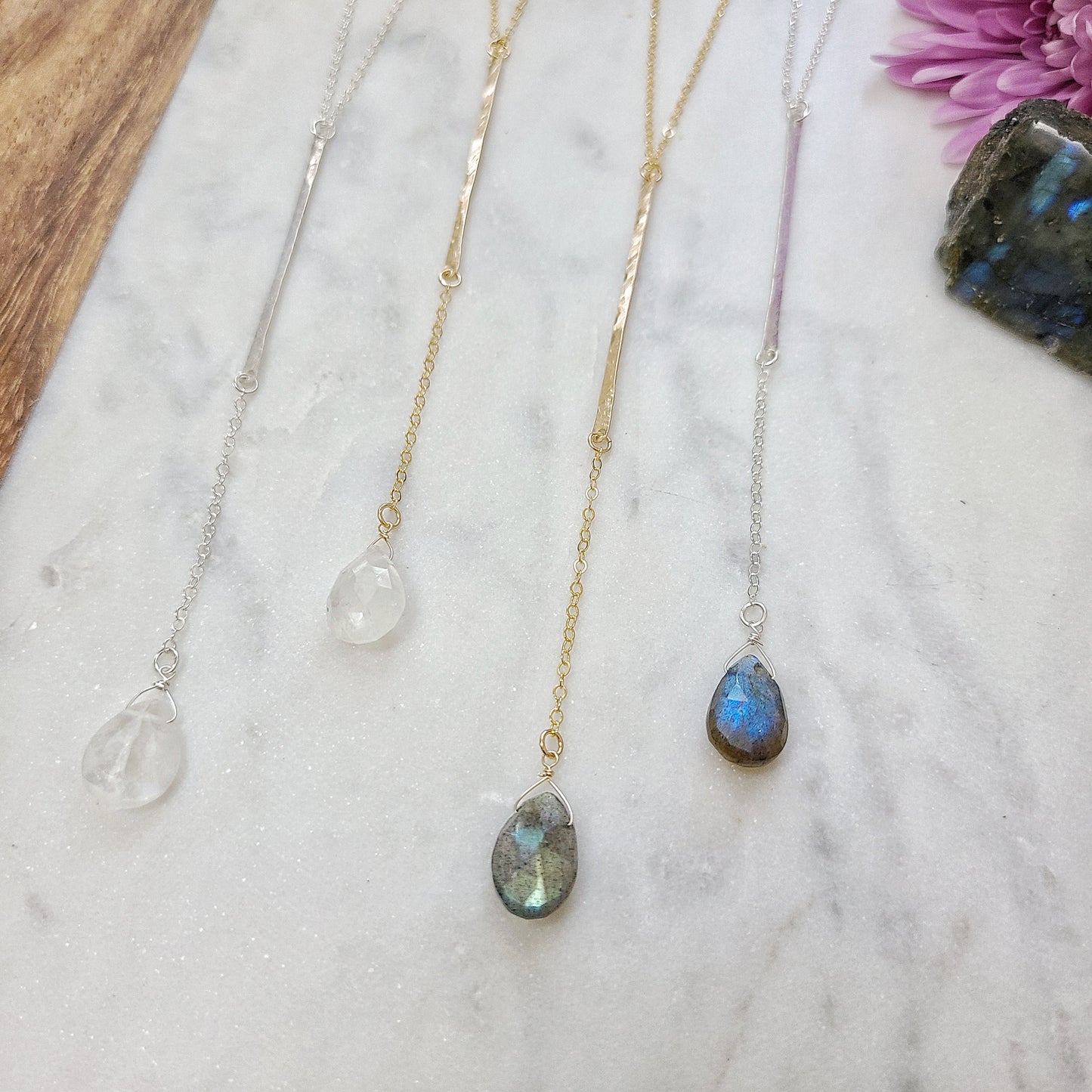 Labradorite Drop Y Necklace