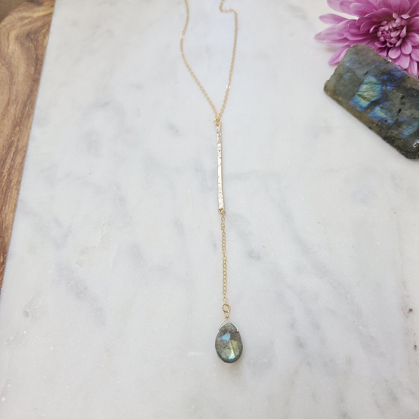 Labradorite Drop Y Necklace