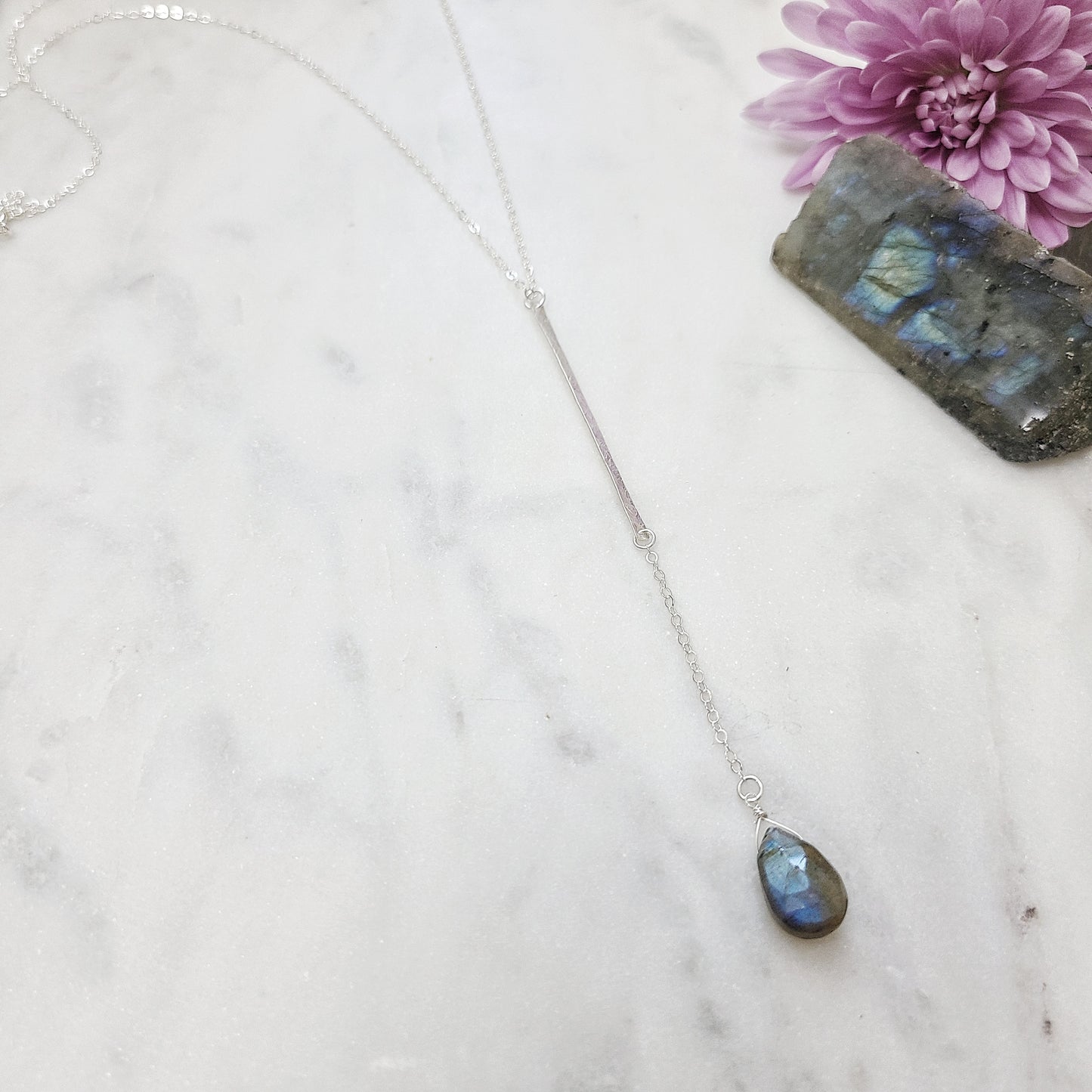 Labradorite Drop Y Necklace