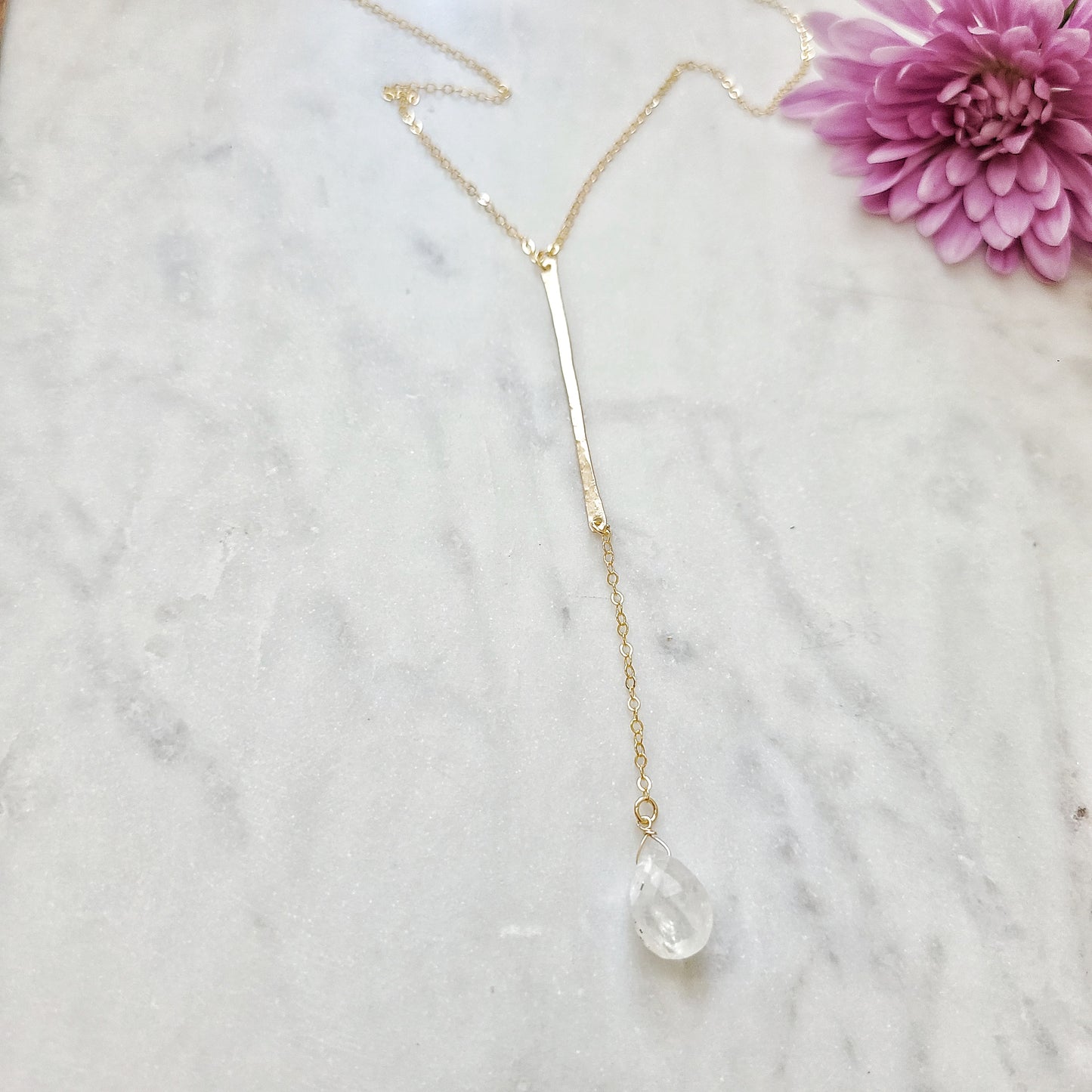 Moonstone Drop Y Necklace