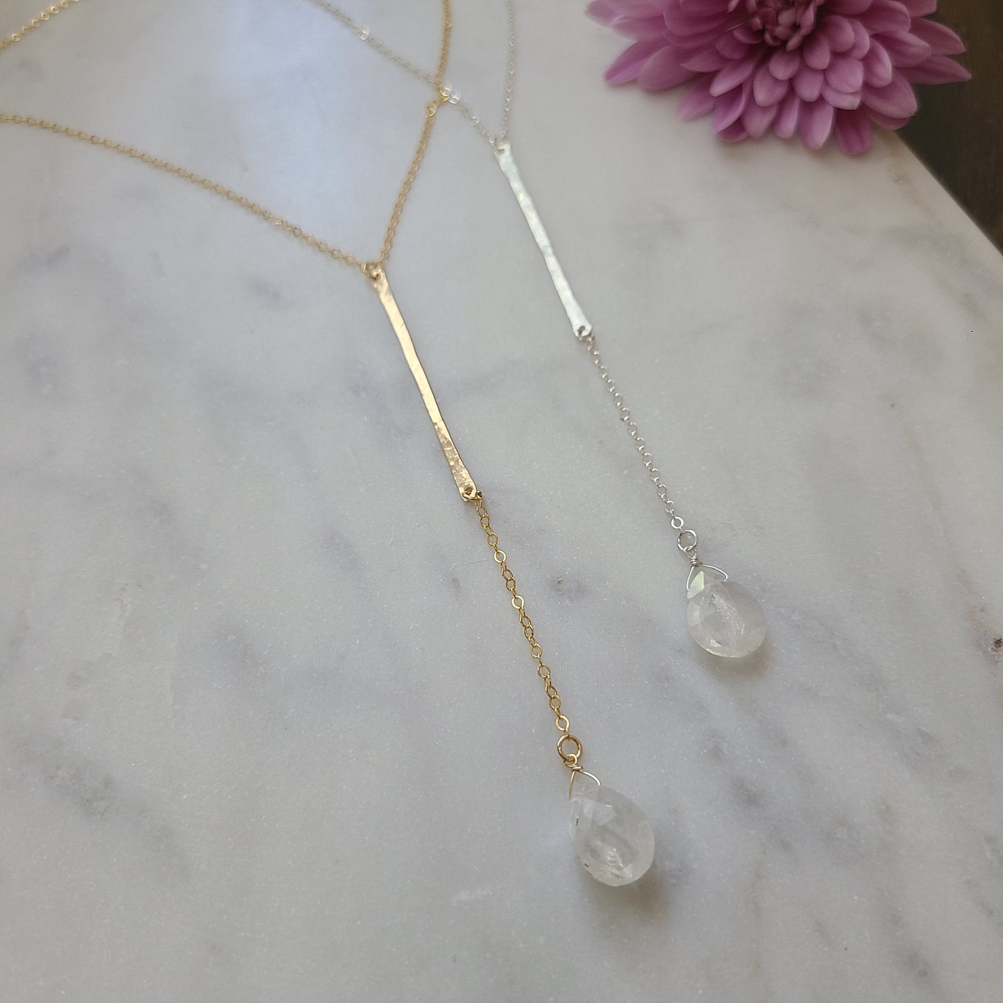 Moonstone Drop Y Necklace