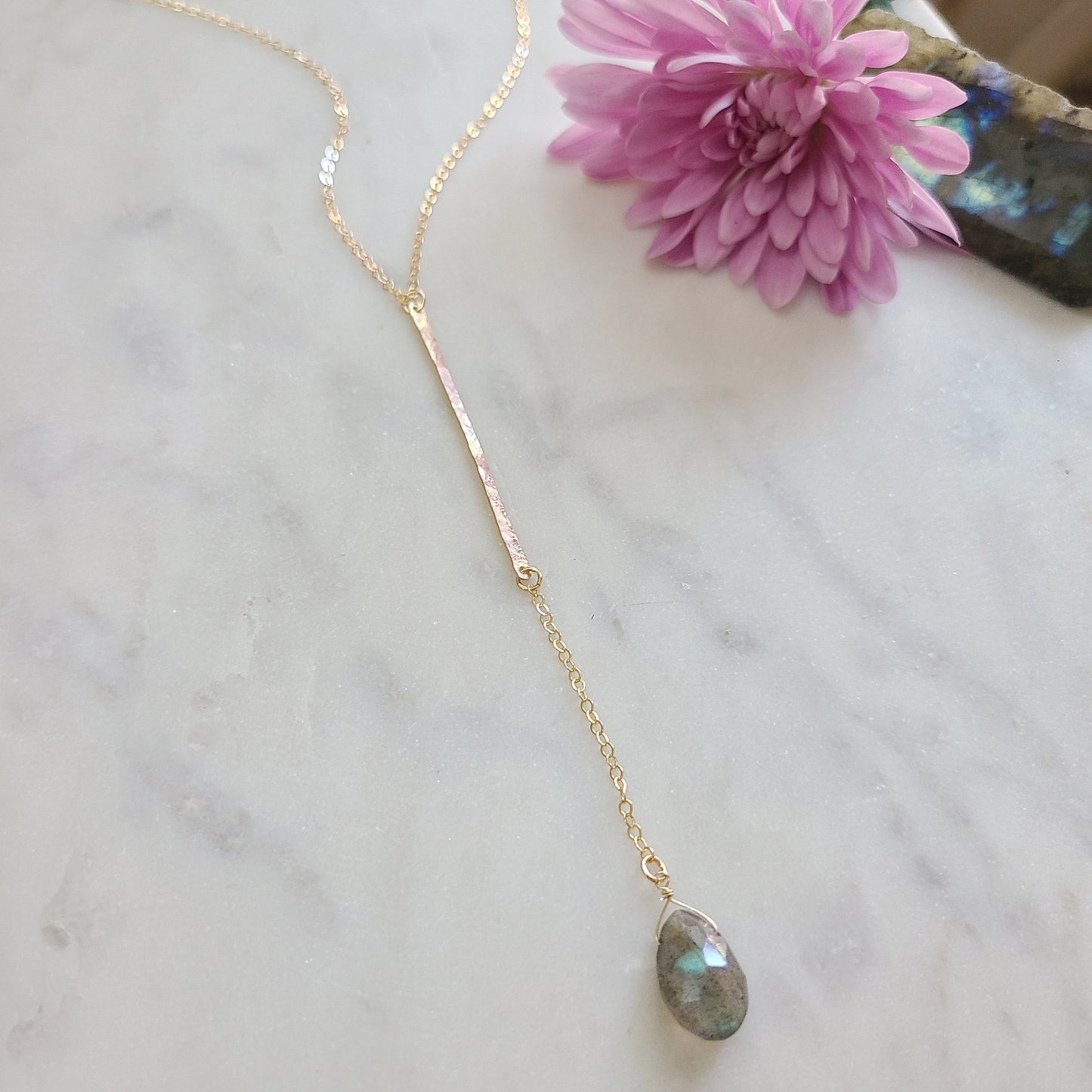 Labradorite Drop Y Necklace