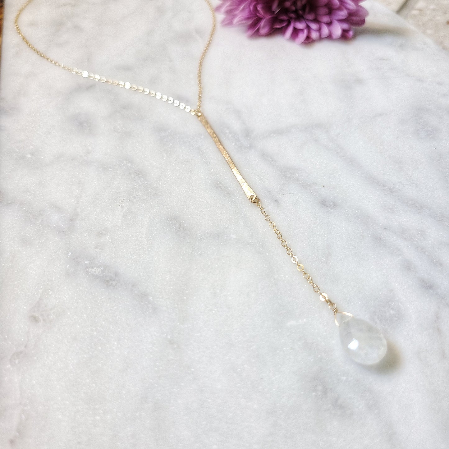 Moonstone Drop Y Necklace