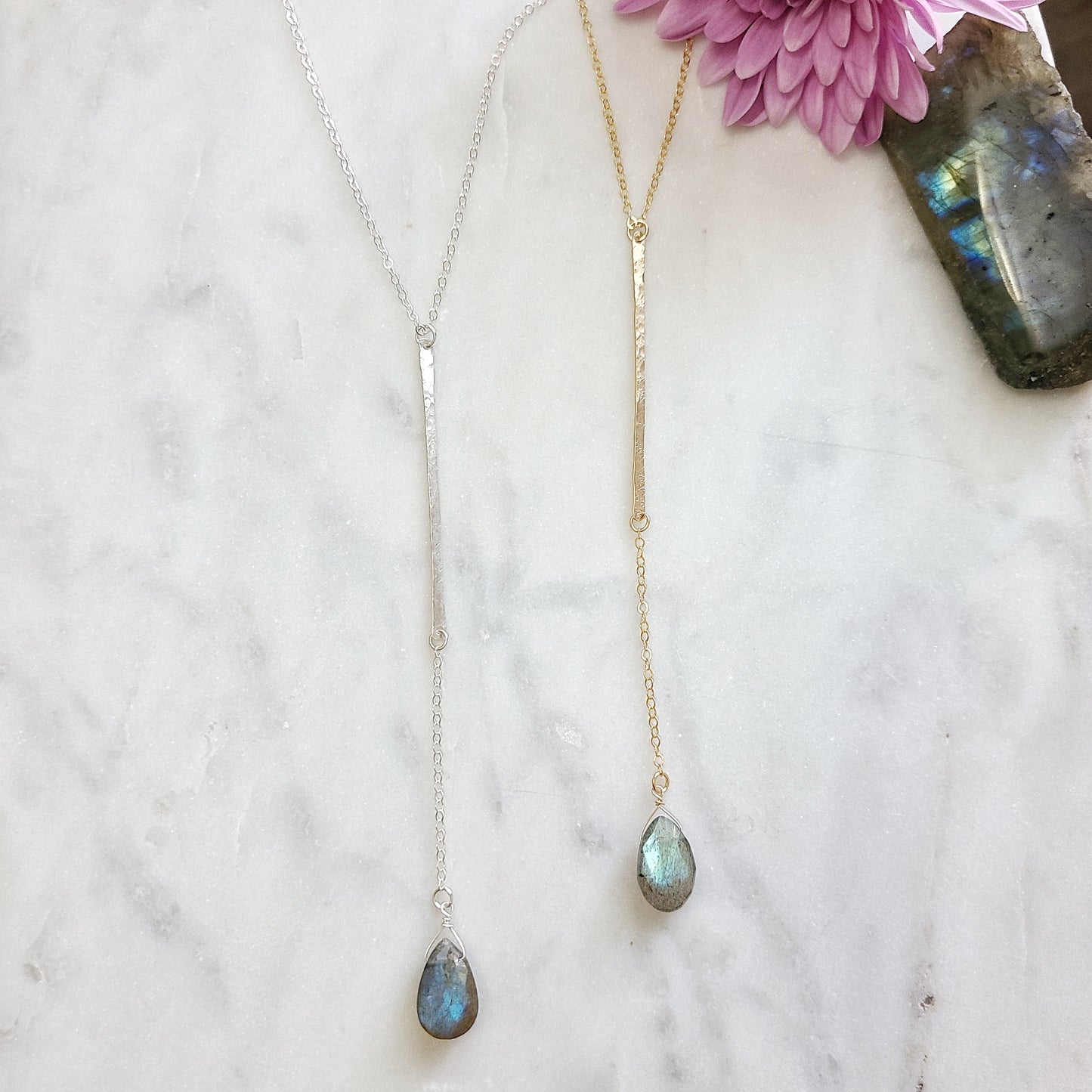 Labradorite Drop Y Necklace