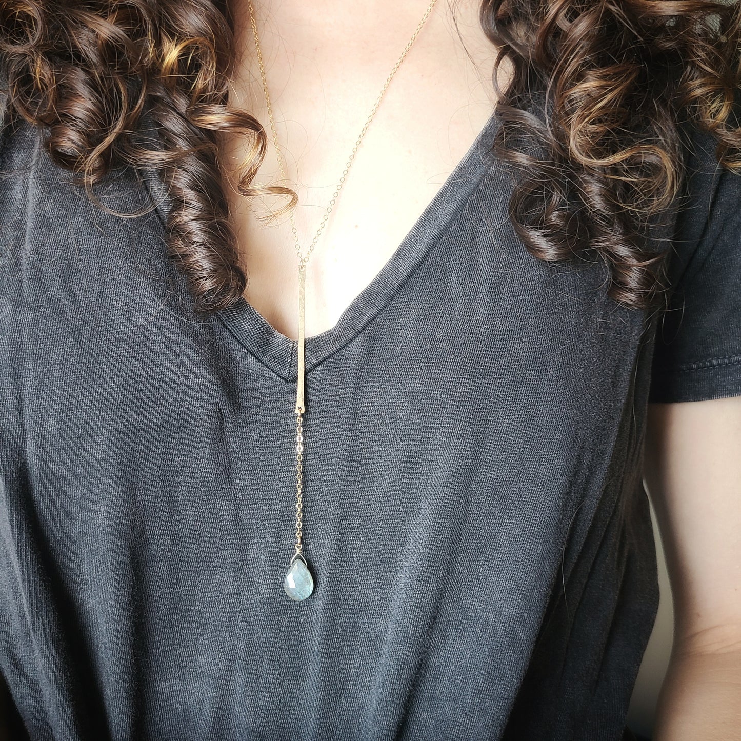 Labradorite Drop Y Necklace