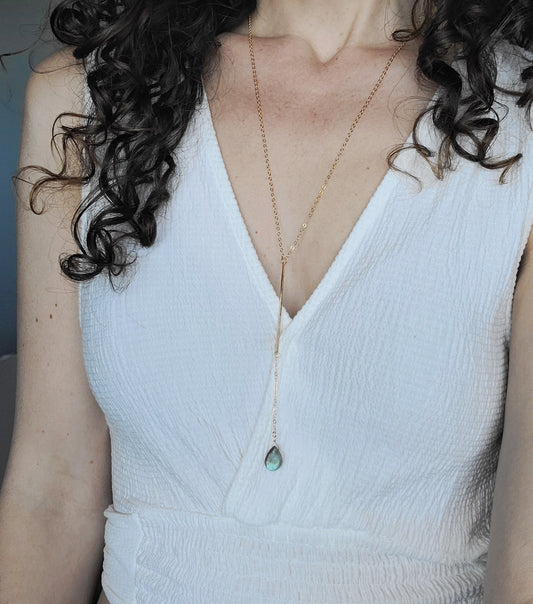 Labradorite Drop Y Necklace