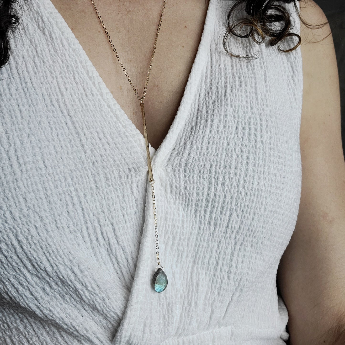 Labradorite Drop Y Necklace