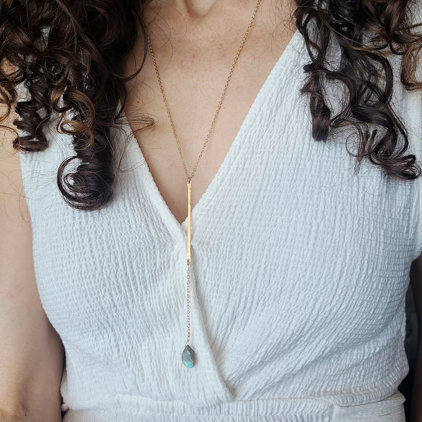 Moonstone Drop Y Necklace