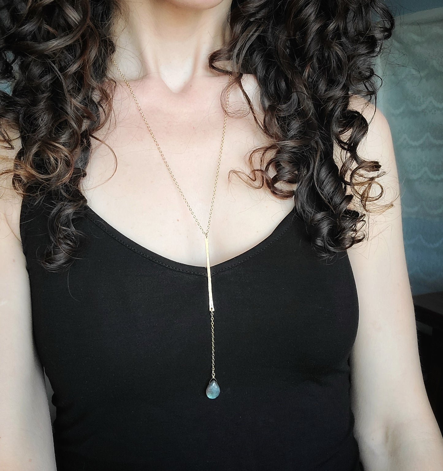 Moonstone Drop Y Necklace