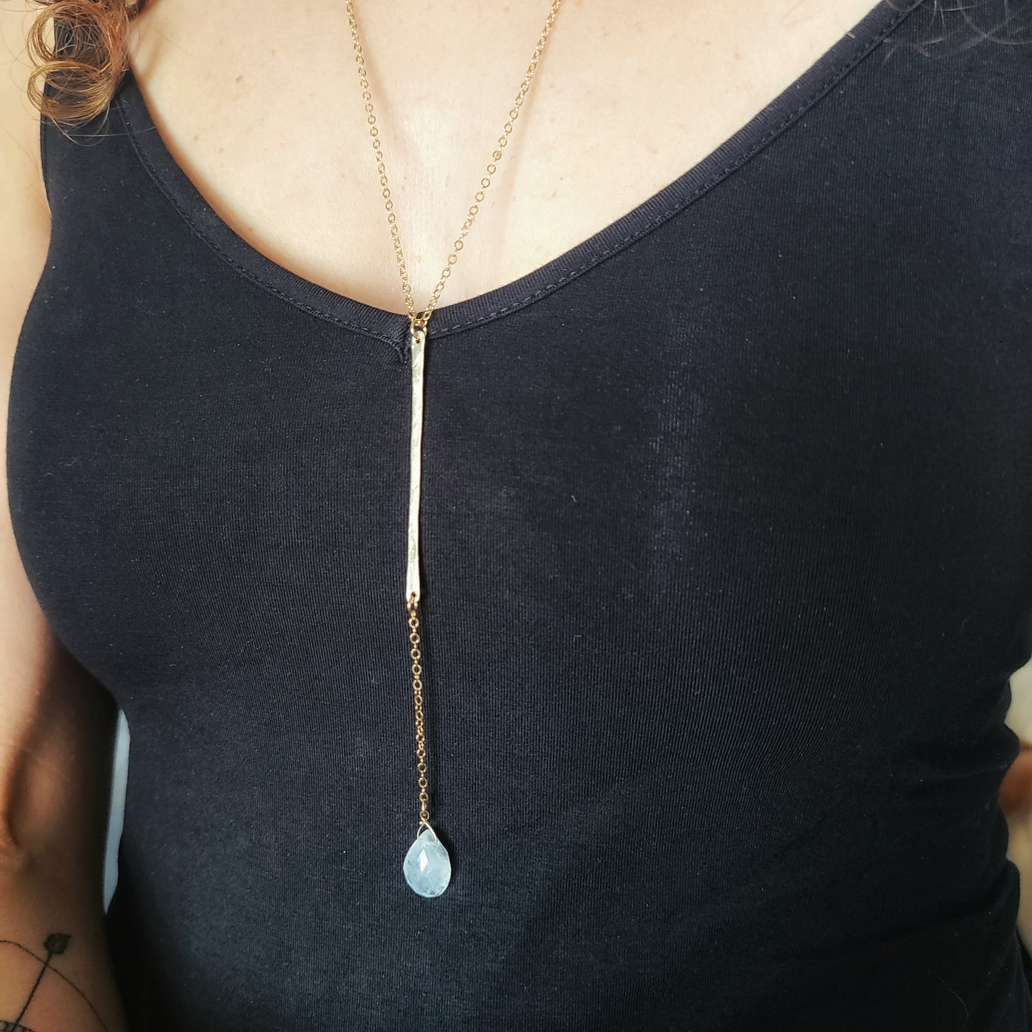 Moonstone Drop Y Necklace