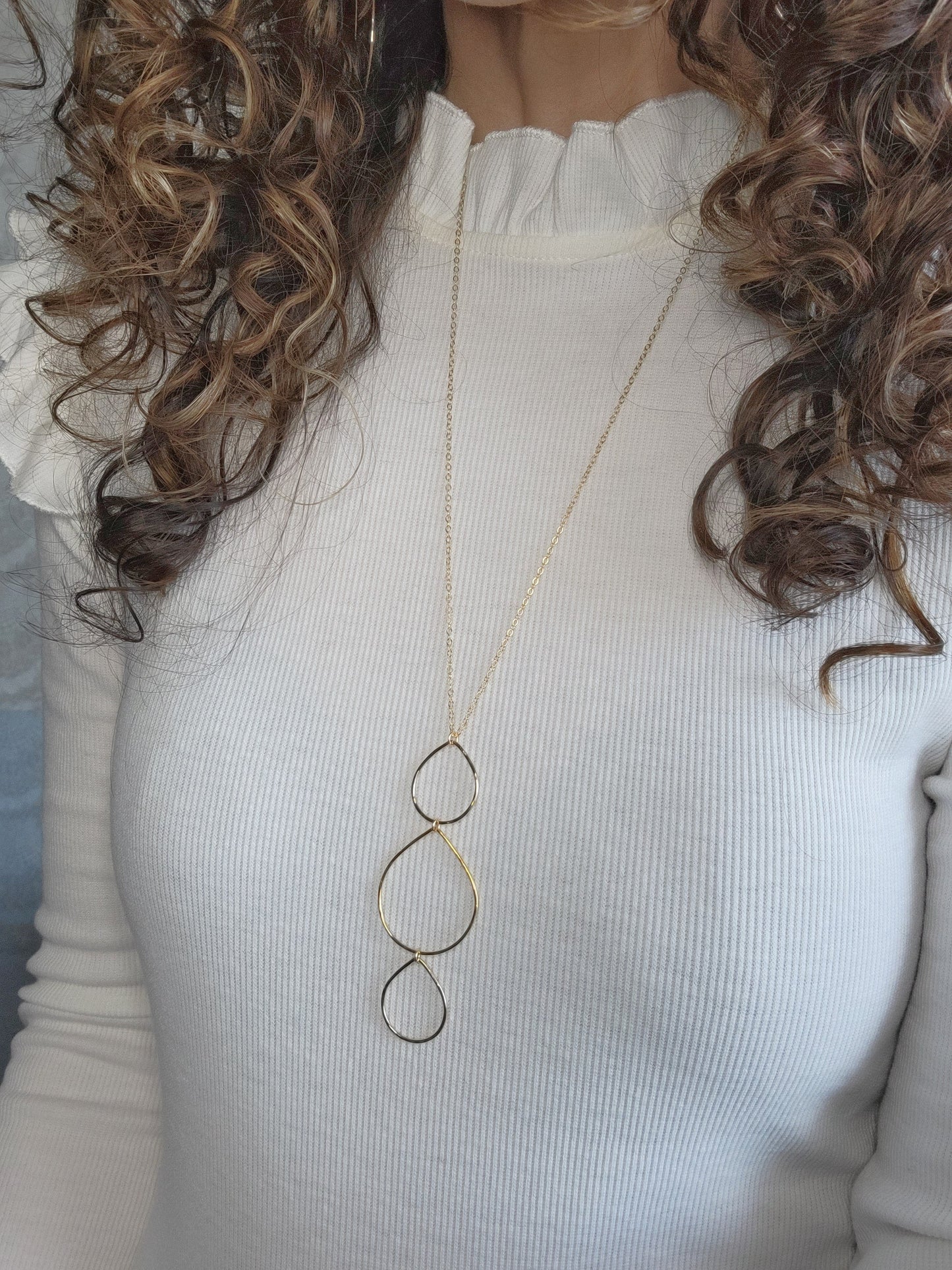 Long Triple Teardrop Necklace