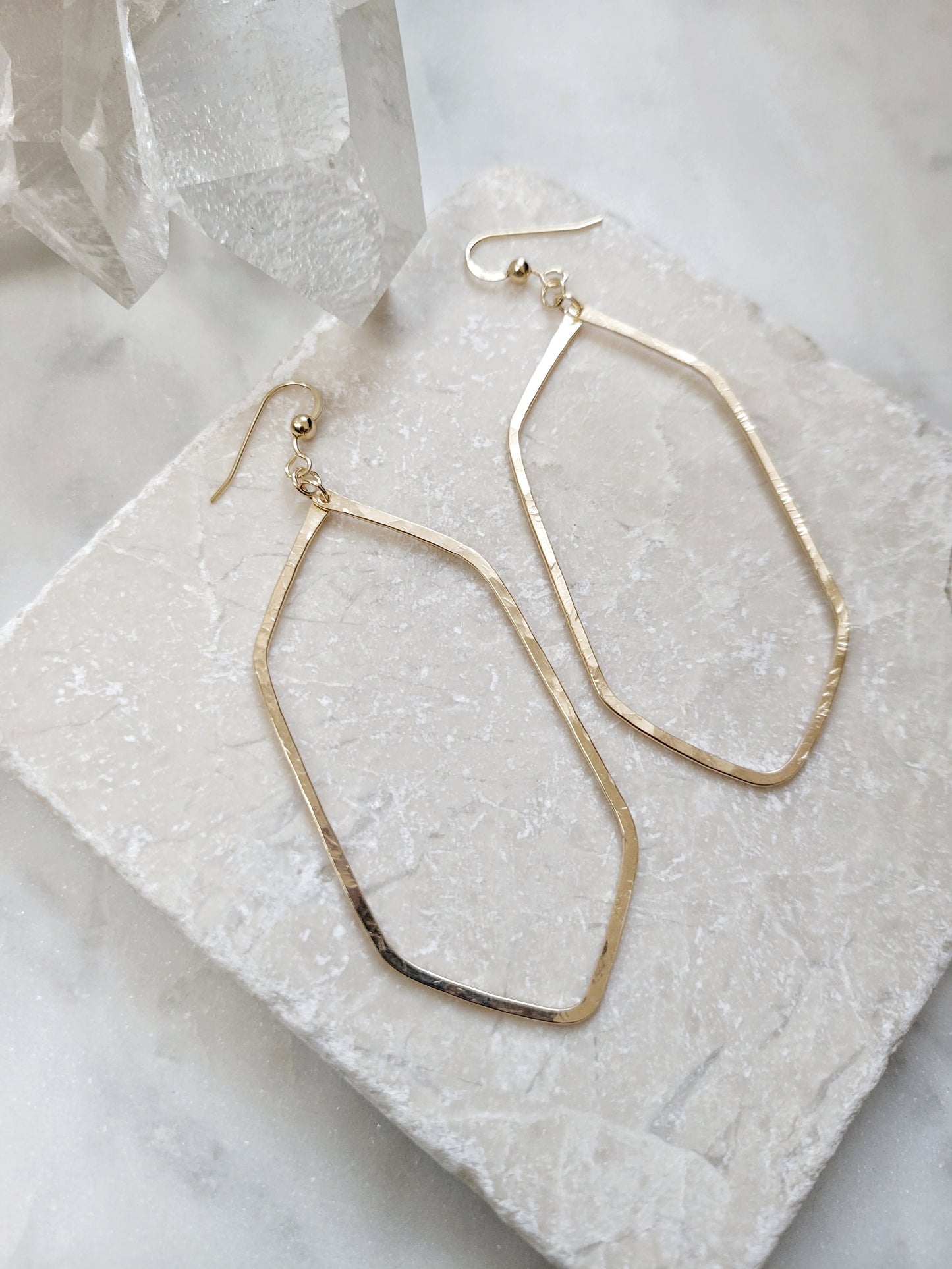 Long Hexagon Geometric Hoop Earrings