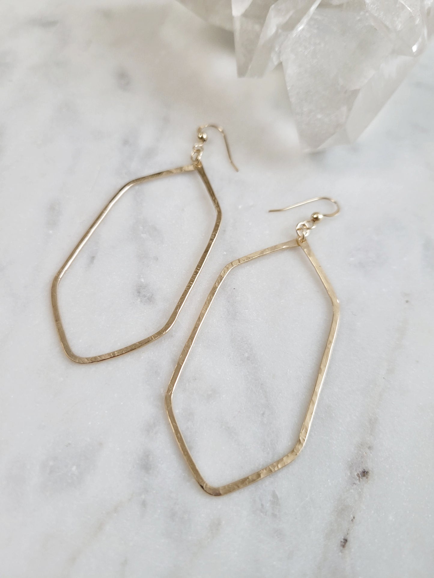 Long Hexagon Geometric Hoop Earrings