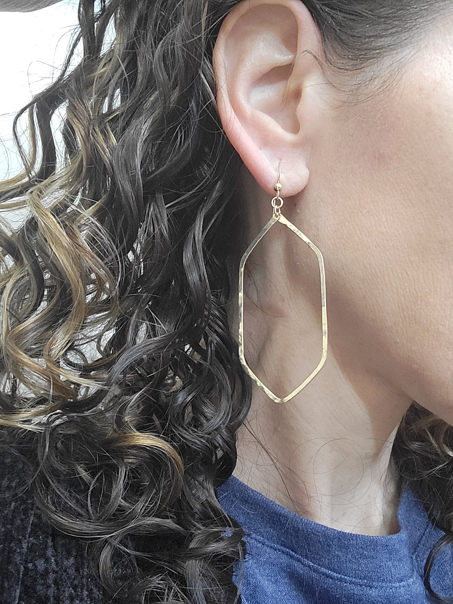 Long Hexagon Geometric Hoop Earrings