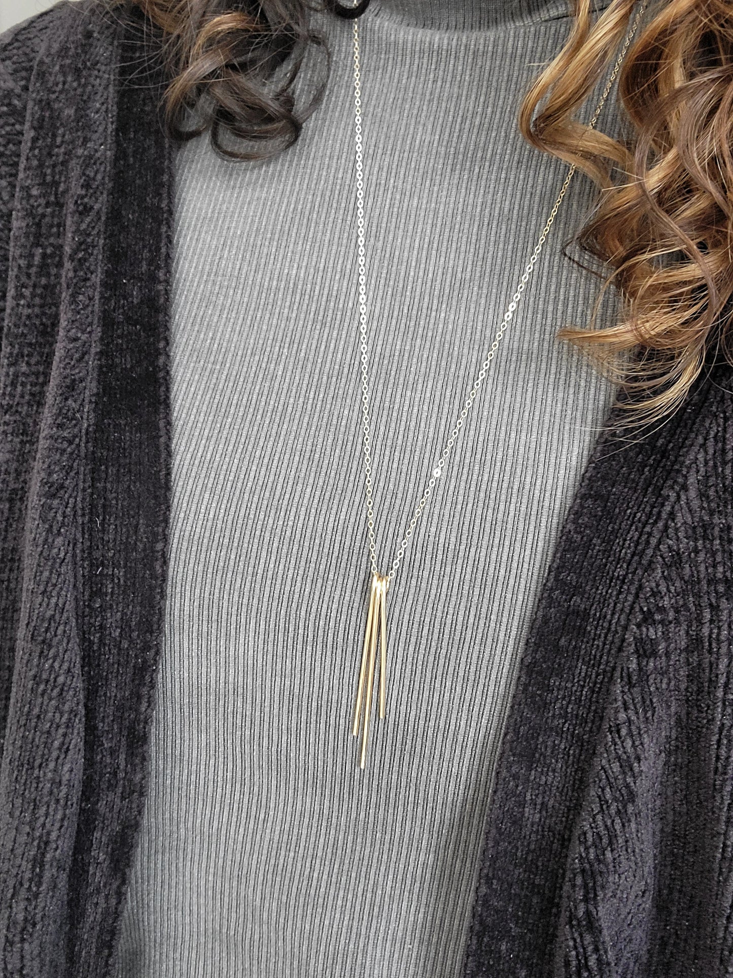 Long Gold Fringe Necklace