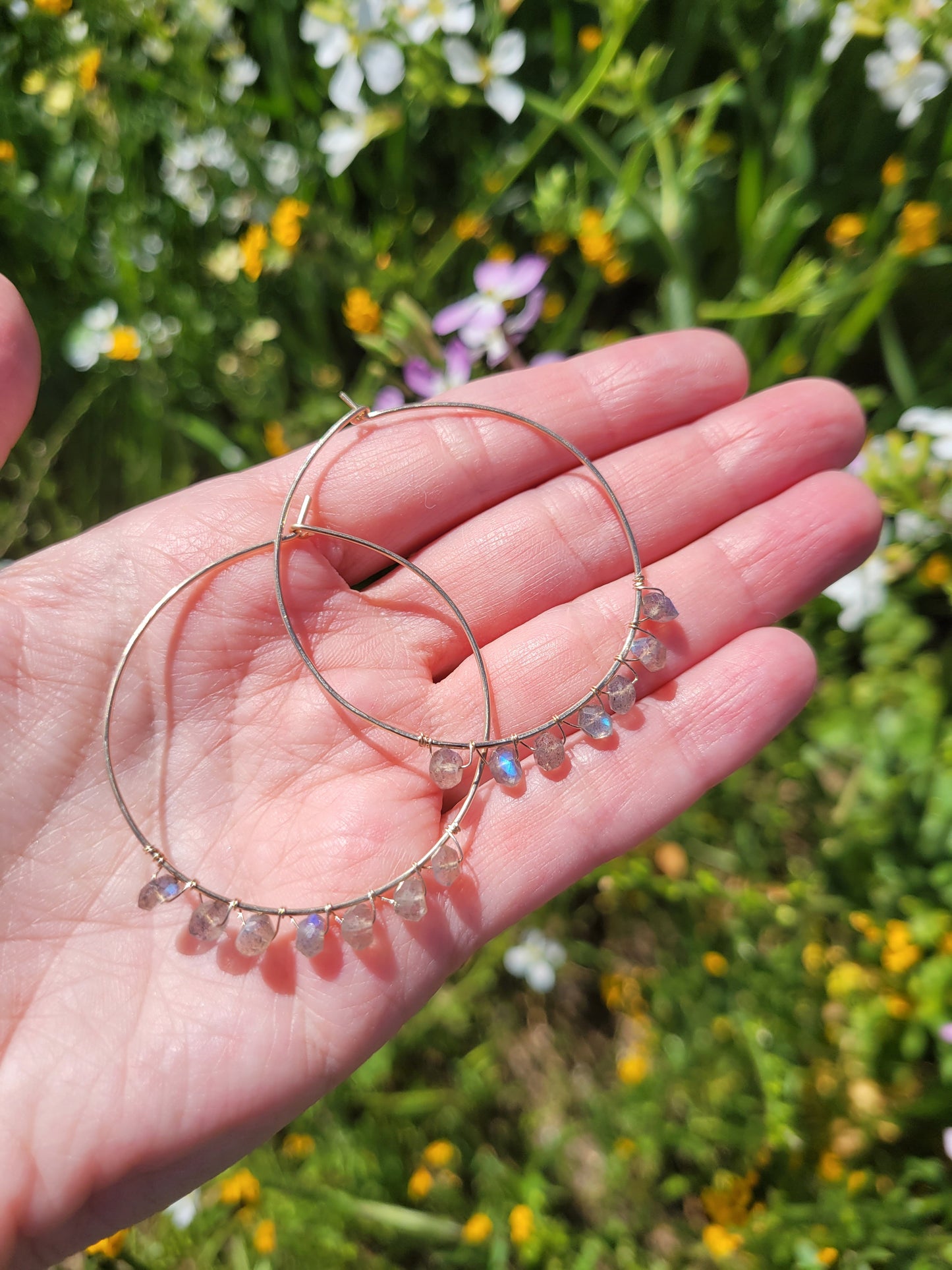 Large Gemstone Hoops