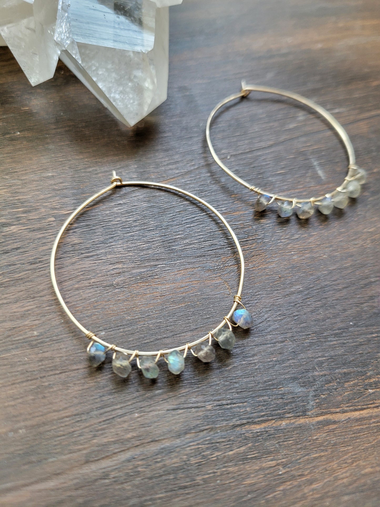 Large Gemstone Hoops