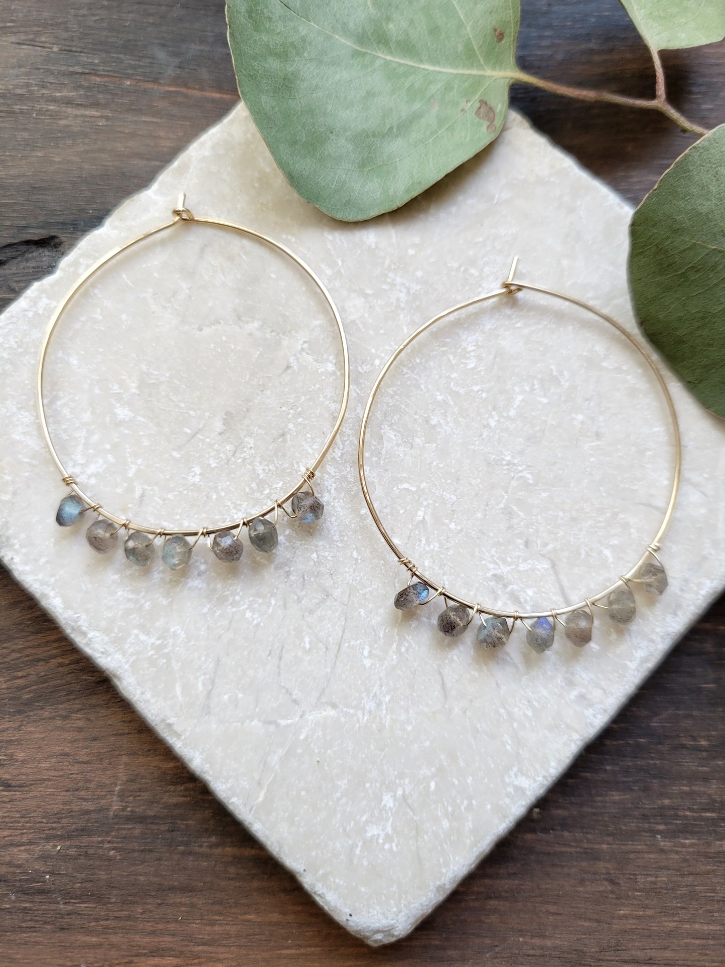 Large Gemstone Hoops