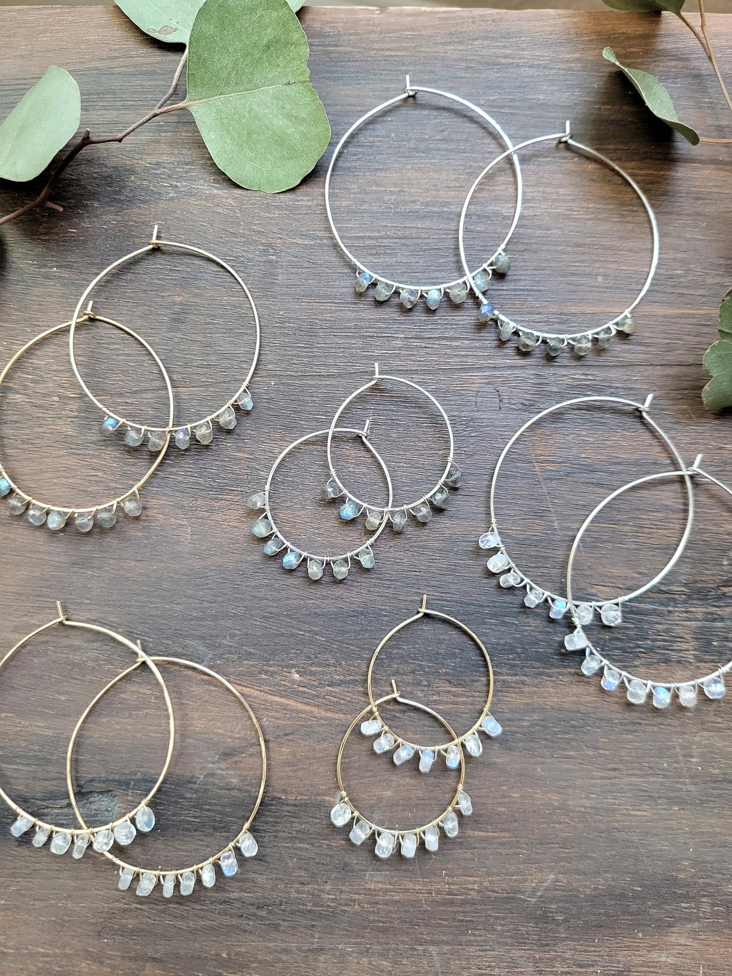 Large Gemstone Hoops