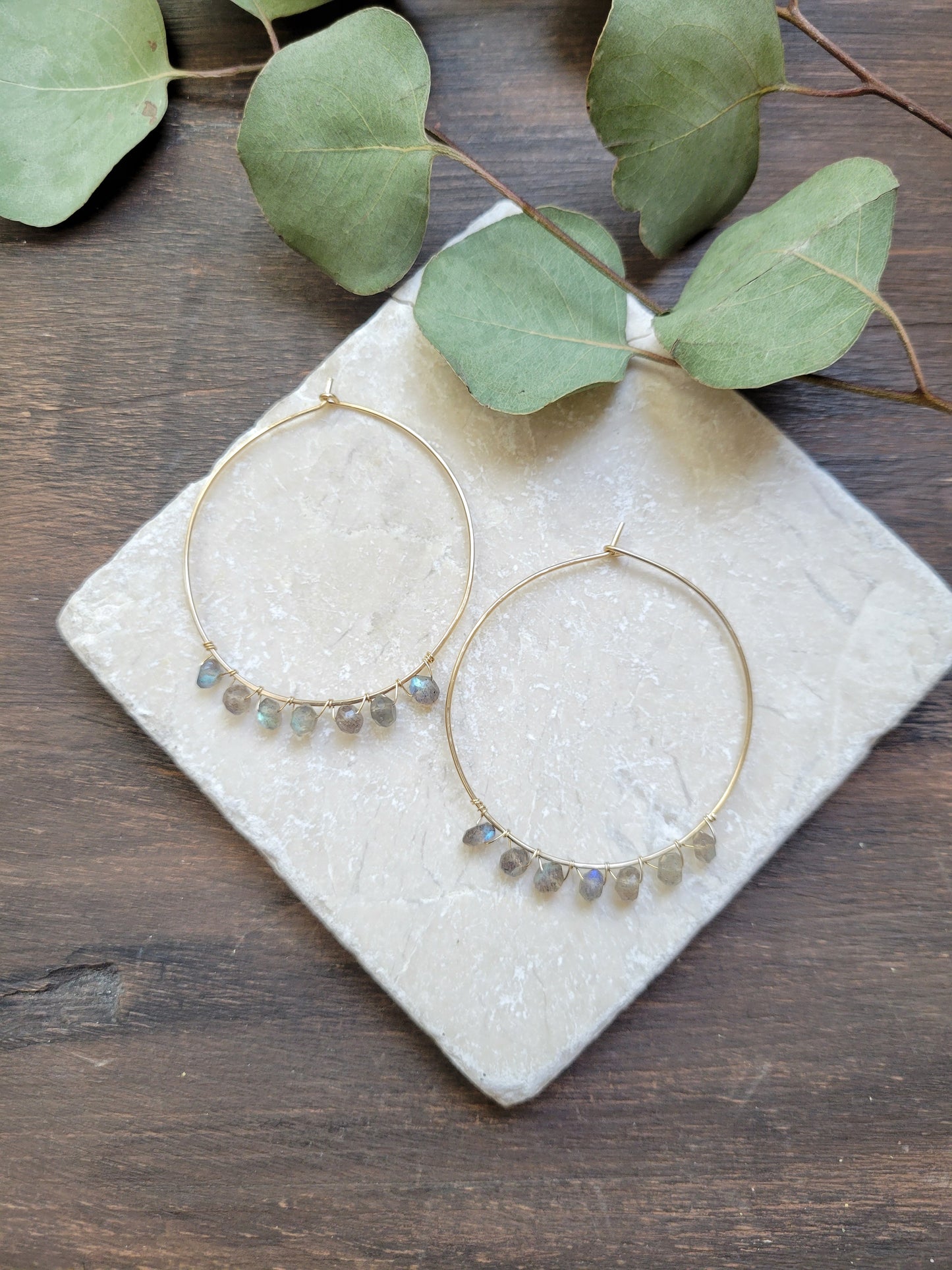 Large Gemstone Hoops