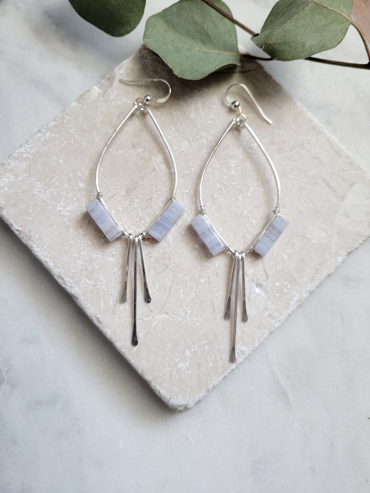 Blue Lace Agate Bloom Earrings