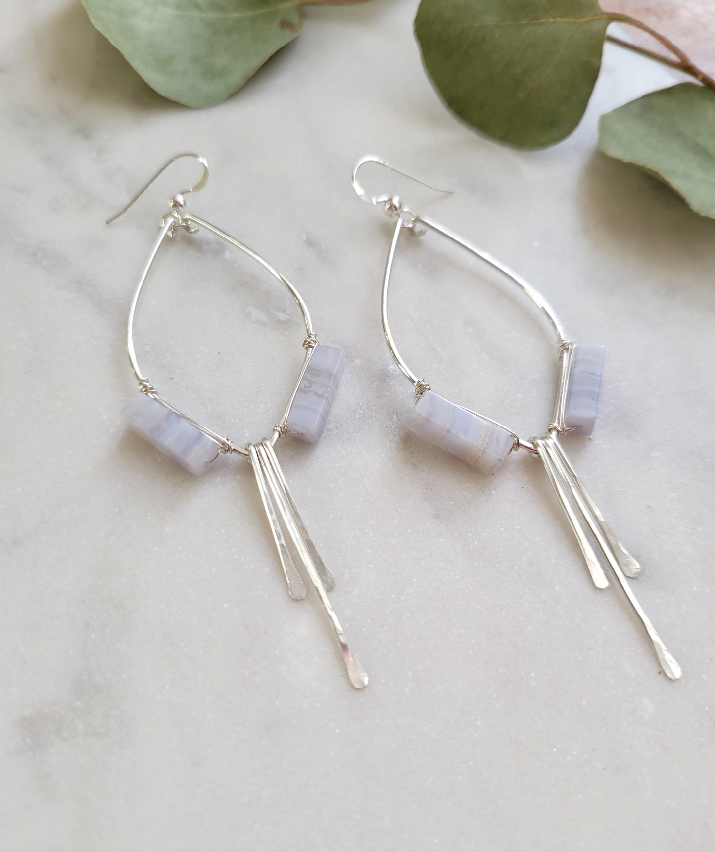 Blue Lace Agate Bloom Earrings