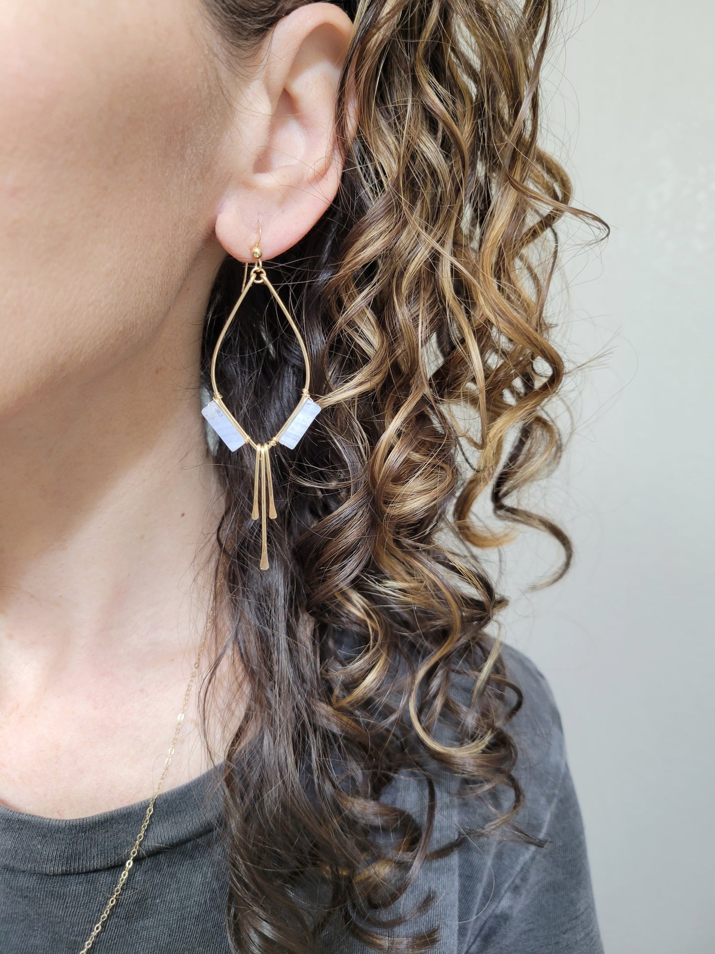 Blue Lace Agate Bloom Earrings