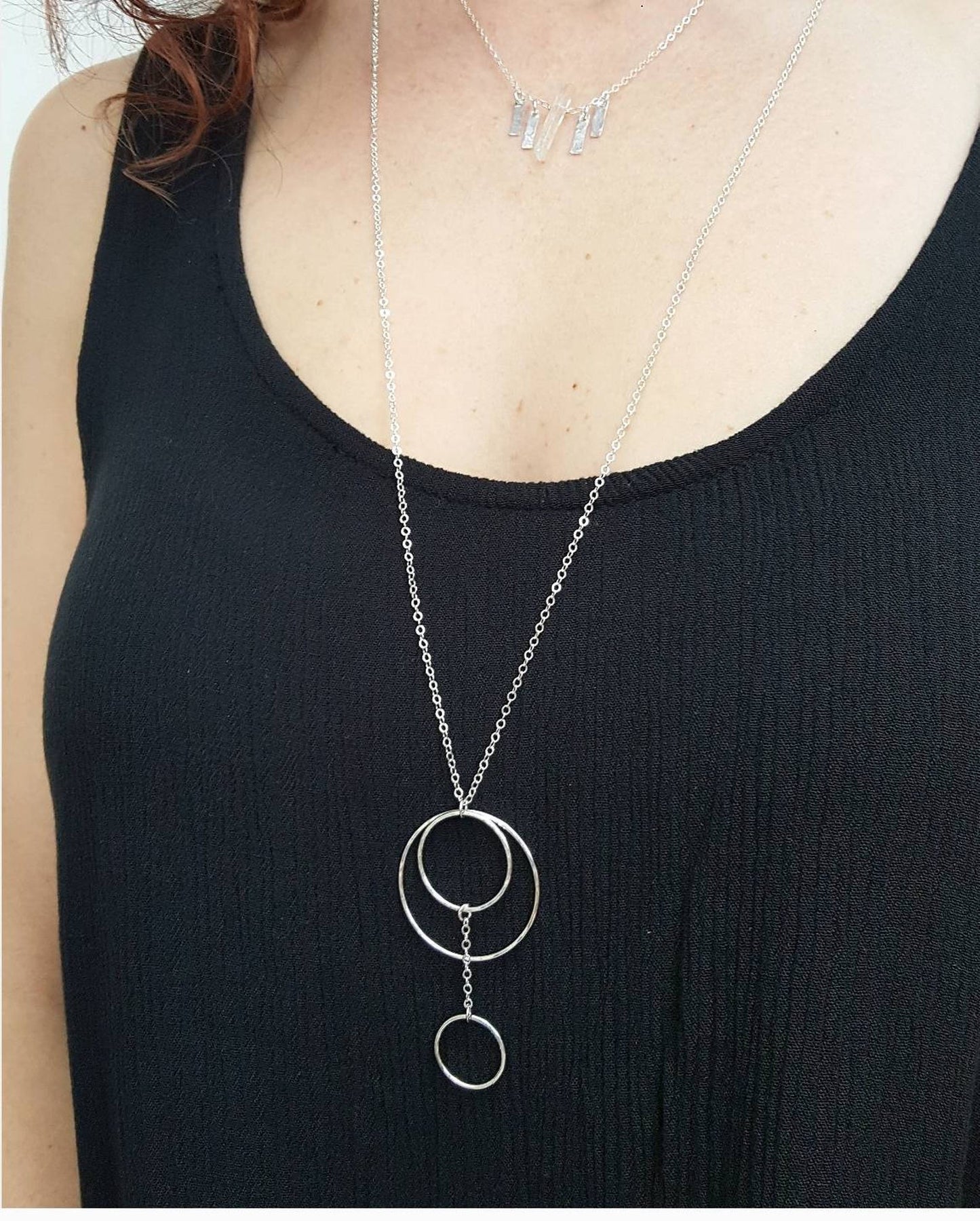 Long Multi Drop Circle Necklace