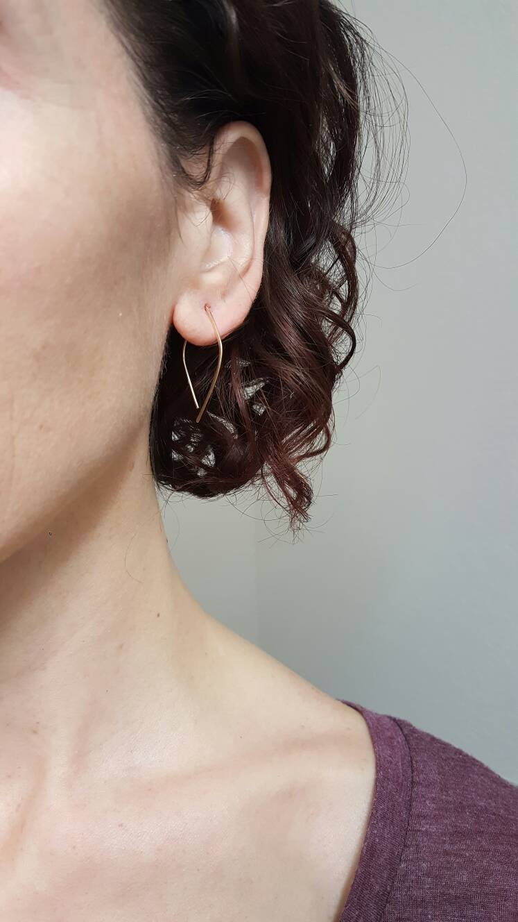 Dainty Gold Pull Through Petal Earrings