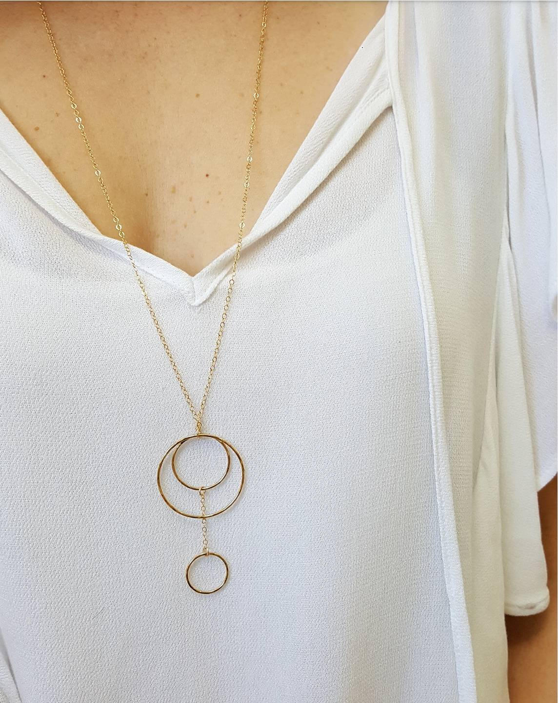 Long Multi Drop Circle Necklace