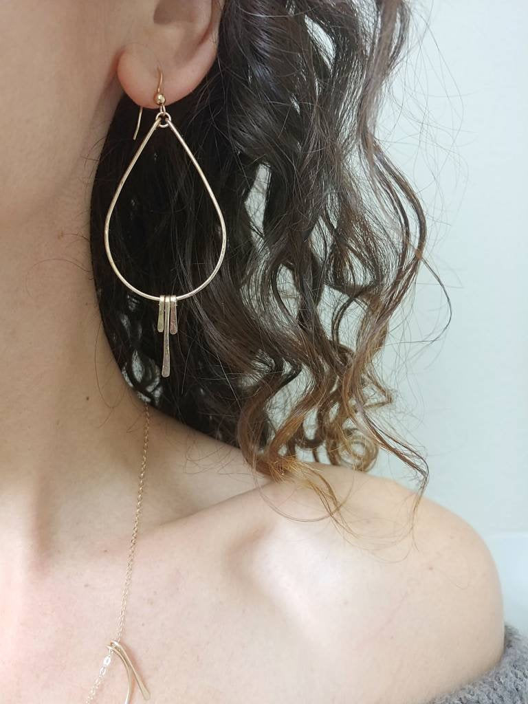 Fringe Dangle Hoop Earrings