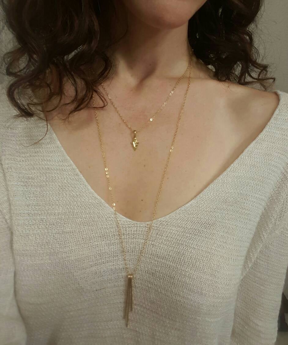 Long Gold Fringe Necklace