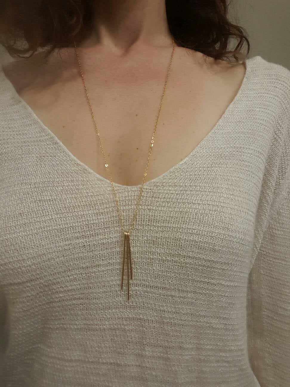 Long Gold Fringe Necklace