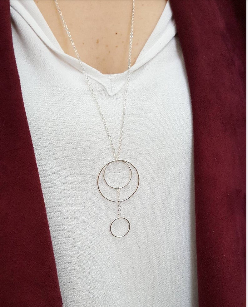 Long Multi Drop Circle Necklace