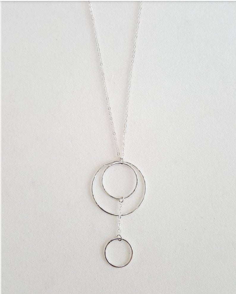 Long Multi Drop Circle Necklace